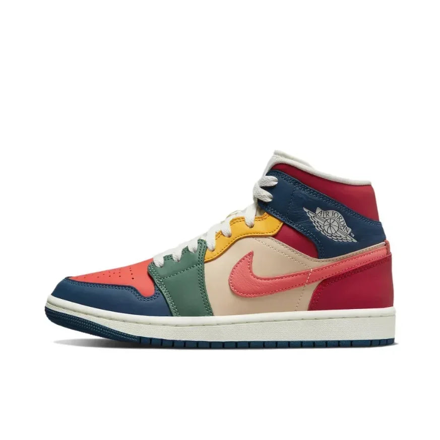 Nike Pink Air Jordan 1 MID Classic Trend Basketball Shoes Comfortable and wear-resistant casual sneakers Men and women's models