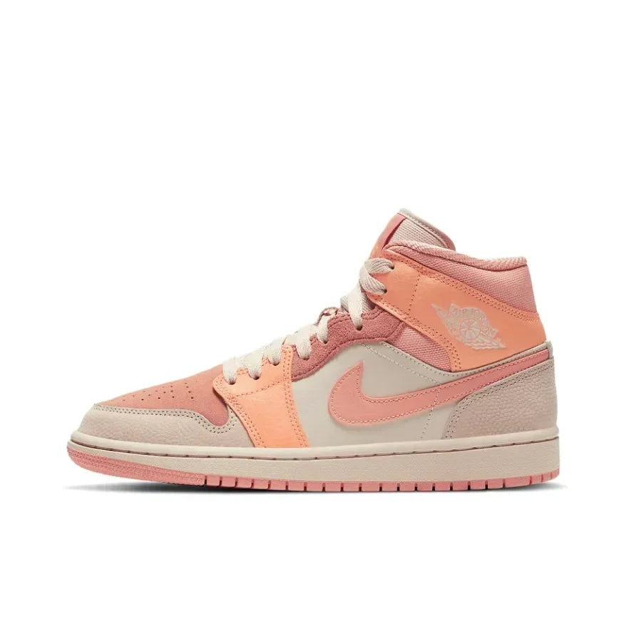 Nike Pink Air Jordan 1 MID Classic Trend Basketball Shoes Comfortable and wear-resistant casual sneakers Men and women's models