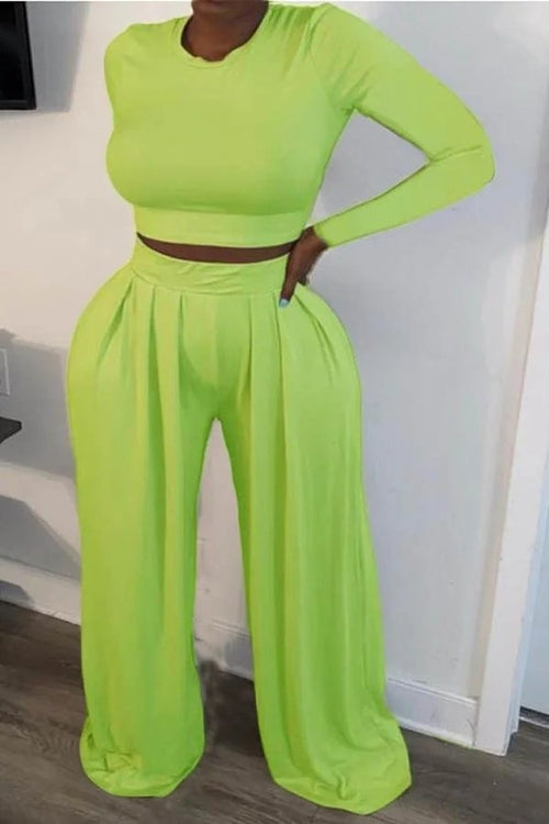 Sets Wide Two Piece high-waist pants