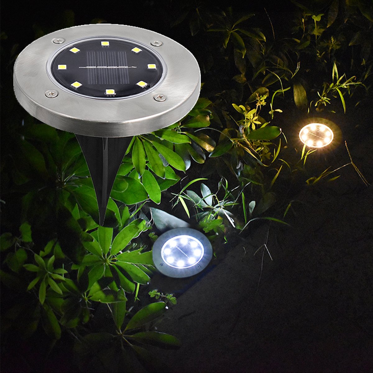 4/8 LEDs Solar Powered Buried Light Outdoor Pathway Garden Decking