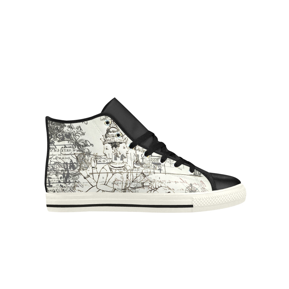 MAP AND SOME ILLUSTRATIONS High Top Action Leather Men's Shoes