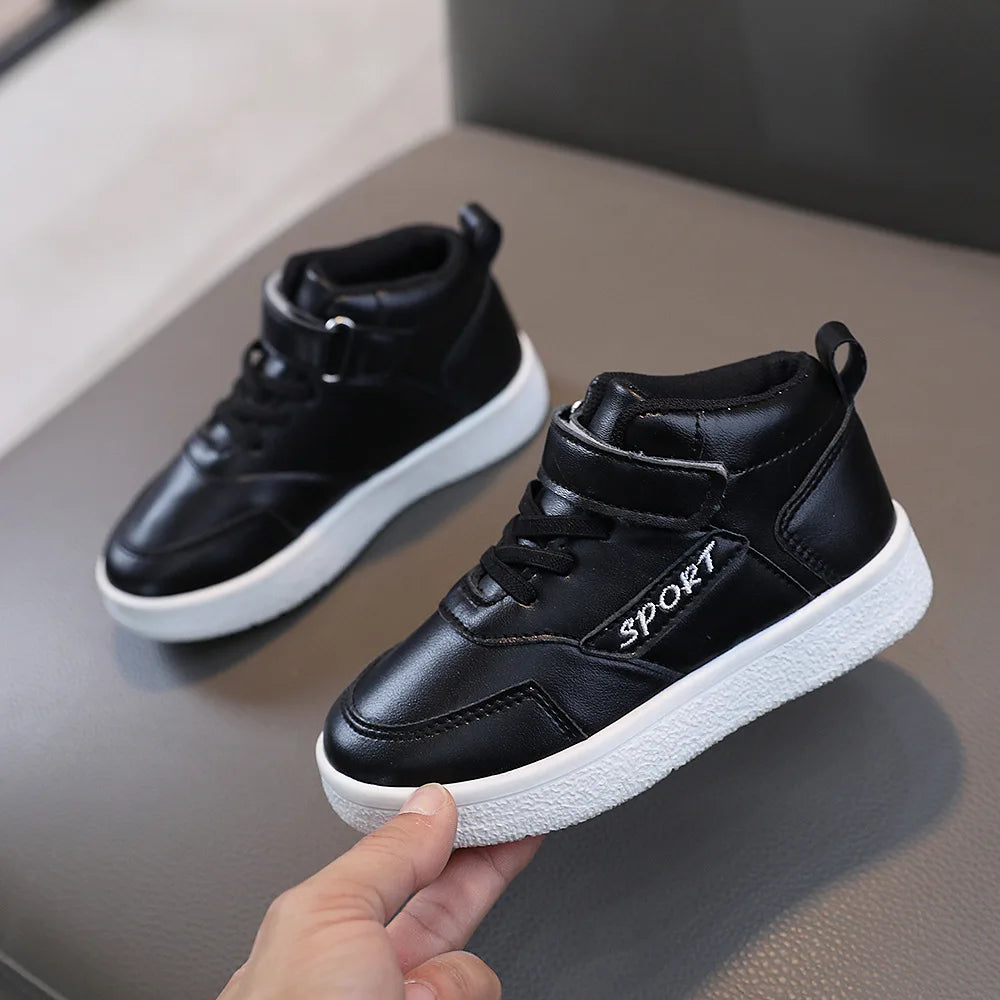 Love Embroidery PU Leather Platform Shoe Child Casual Sneakers Round Toe Brand Designer Dad Sneaker for Girls Boy Footwear