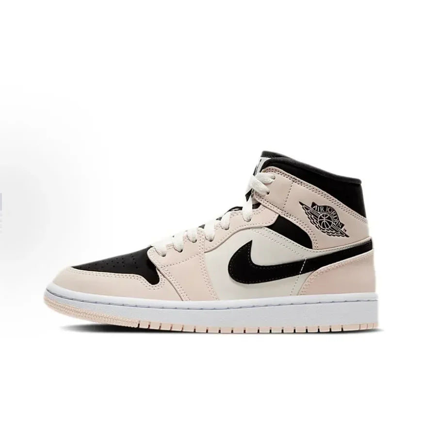 Nike Pink Air Jordan 1 MID Classic Trend Basketball Shoes Comfortable and wear-resistant casual sneakers Men and women's models