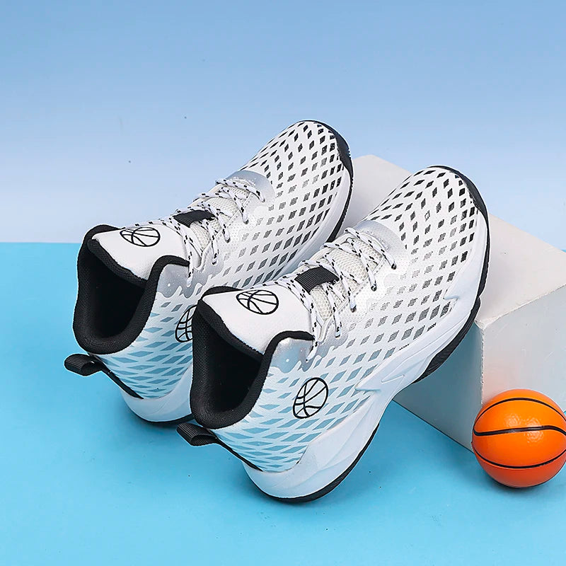 New Kids Basketball Shoes Breathable Leather Comfort Children Sport Shoes for Boys Teenager Running Training Footwear Sneakers