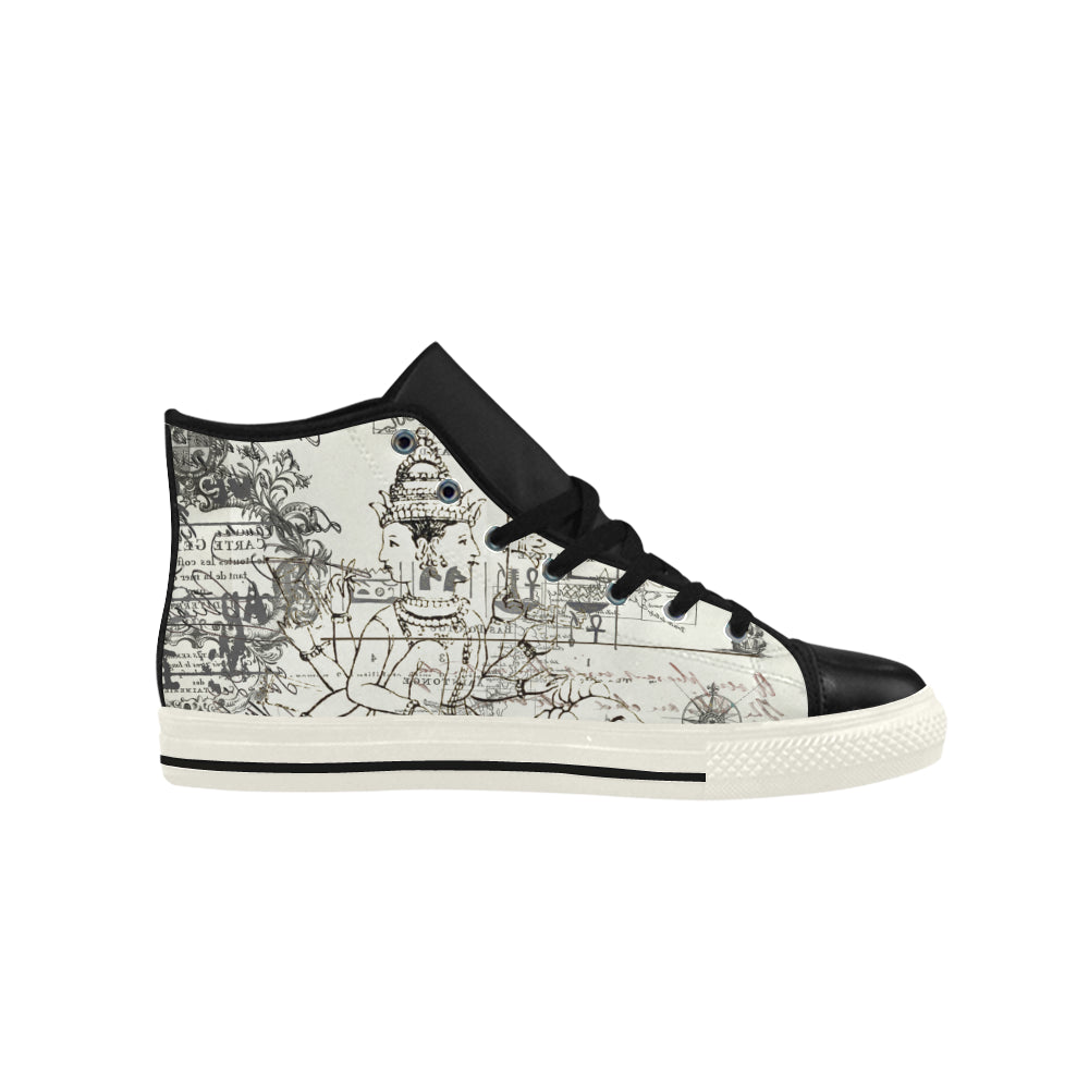 MAP AND SOME ILLUSTRATIONS High Top Action Leather Men's Shoes