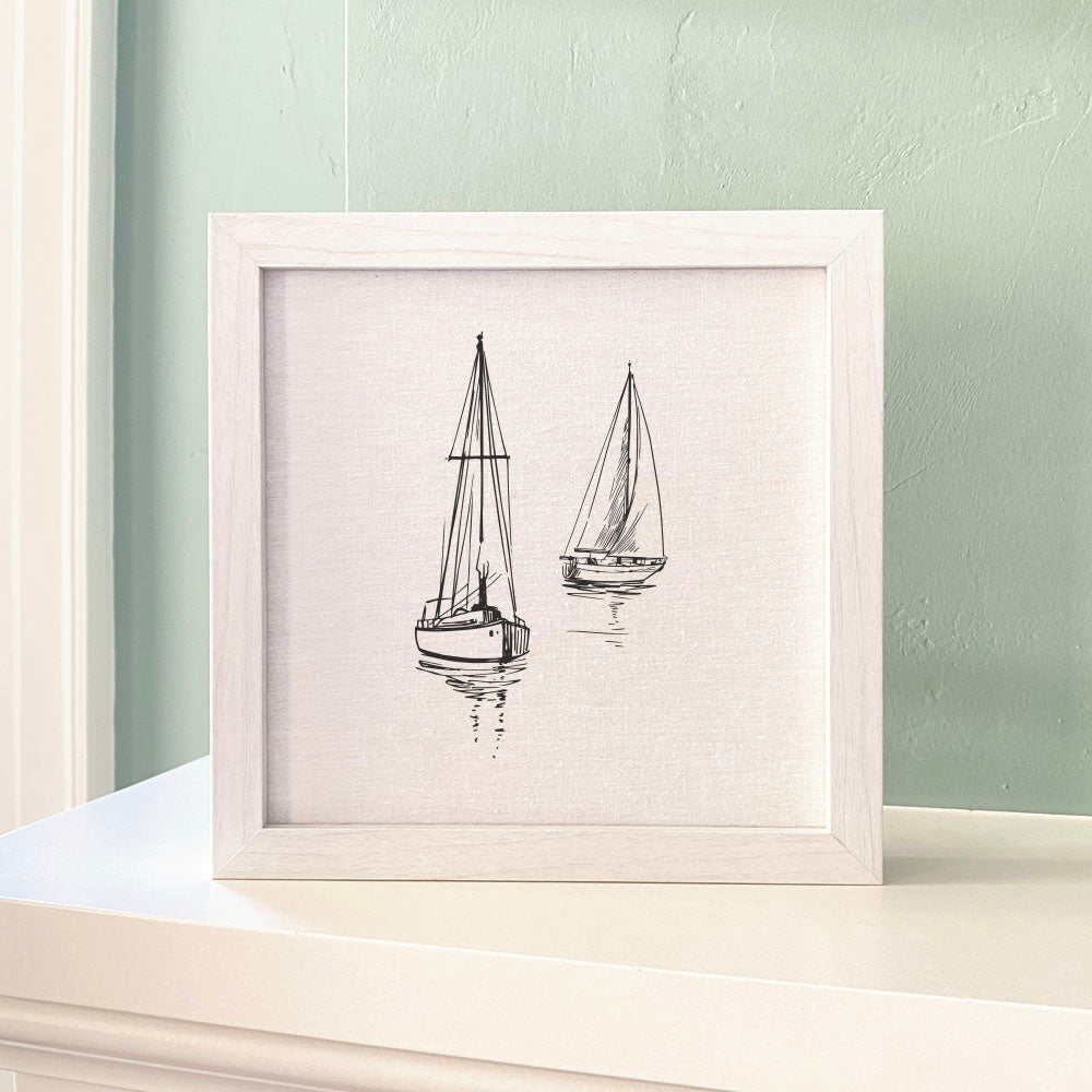 Sketched Sailboats - Framed Sign