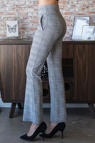 Heimish Full Size Plaid Flare Pants with Wide Waist Band Plus Size