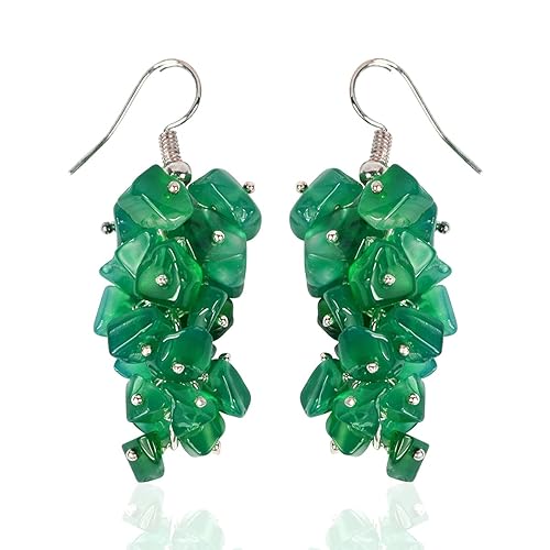 Green Onyx Natural Chip Beads Earrings for Women & Girls(Color:Green)