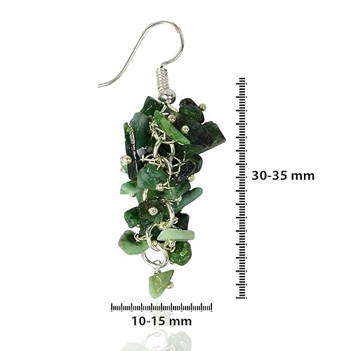 Natural Chip Emerald Crystal Stone Earrings for Girls and Women