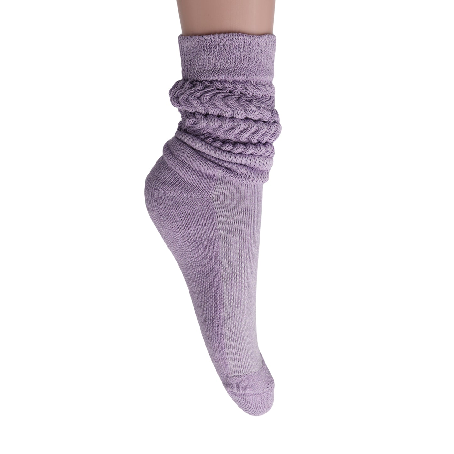 Lilac Slouchy Scrunch Socks for Women Knee High Shoe Size 5 to 10