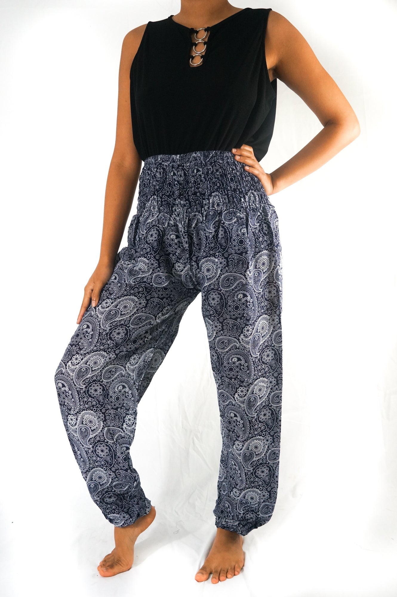 Black Paisley Pants Women Boho Pants Hippie Pants Yoga