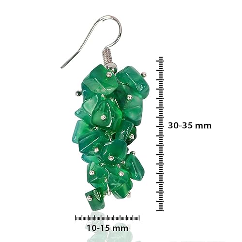 Green Onyx Natural Chip Beads Earrings for Women & Girls(Color:Green)