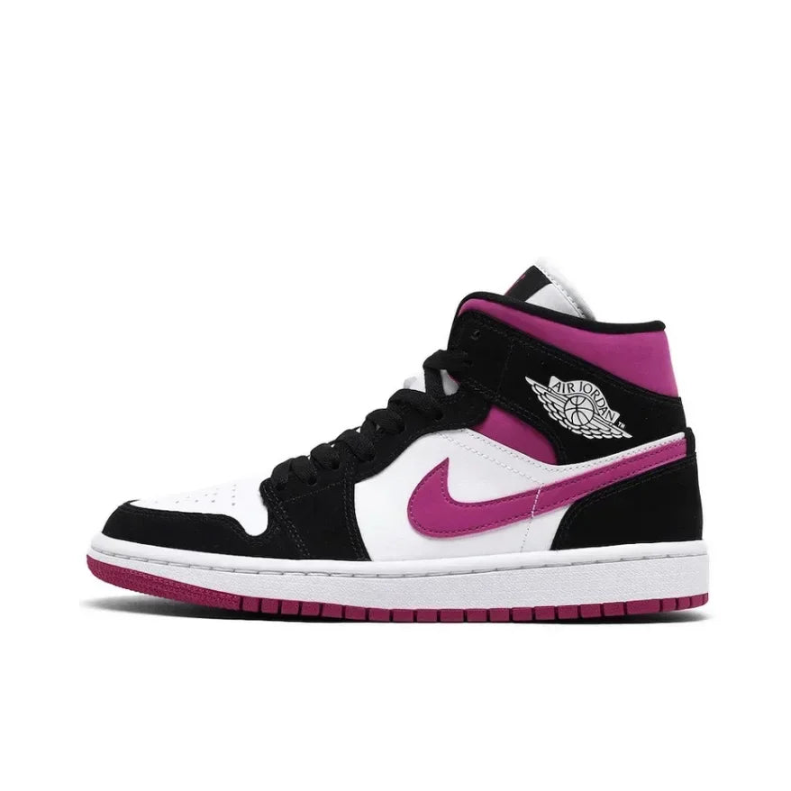 Nike Pink Air Jordan 1 MID Classic Trend Basketball Shoes Comfortable and wear-resistant casual sneakers Men and women's models