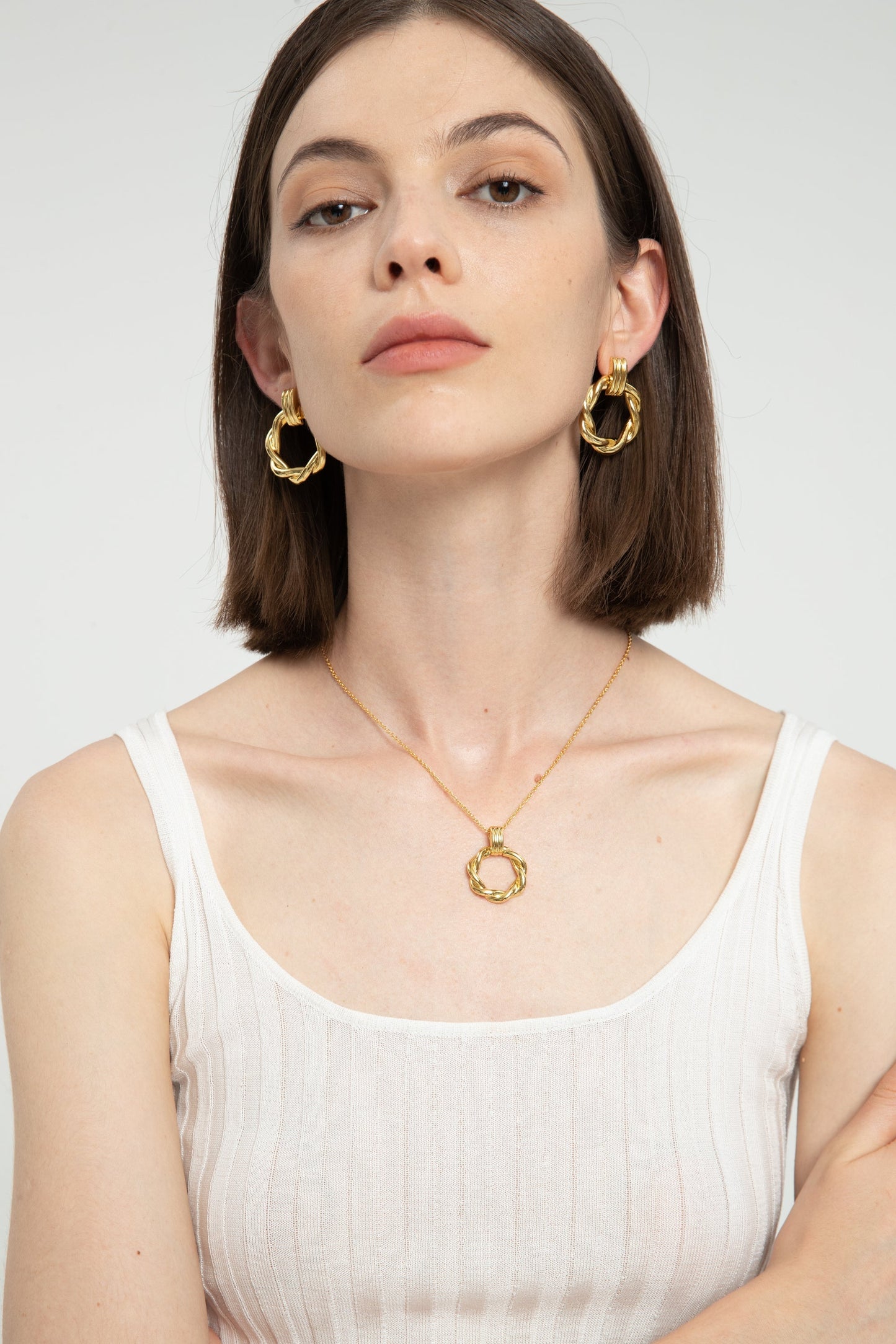 Eléa Gold Twisted Hoop Pendant Necklace