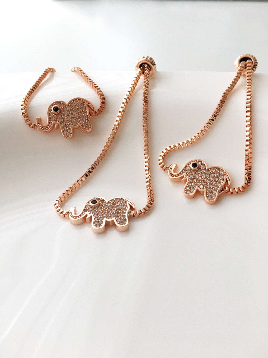 Good Luck Elephant Bracelet, Rose Gold Jewelry