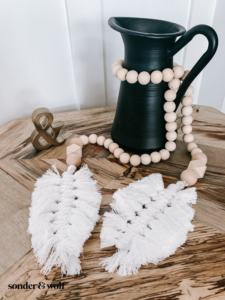 Macrame Feather Bead Garland