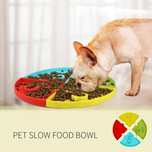 Silicone Pet Bowl Dog Cat Slow Eating Feeding Food Bowls Portable