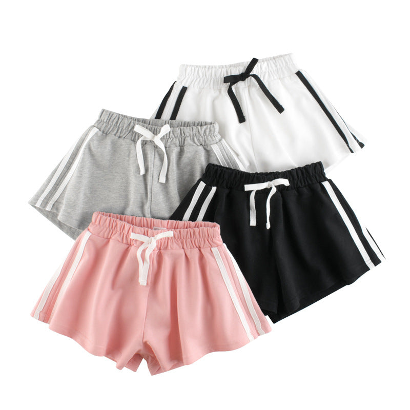 Baby Girl Solid Color Drawstring Design Casual Shorts In Summer