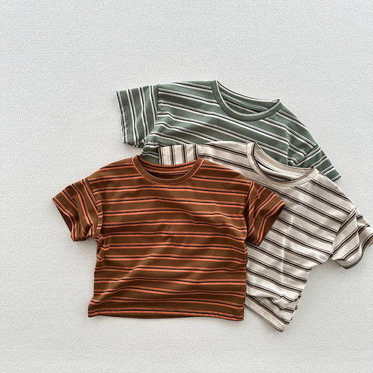 Summer New Arrival Kids Unisex Soft Comfortable Short Sleeves Striped